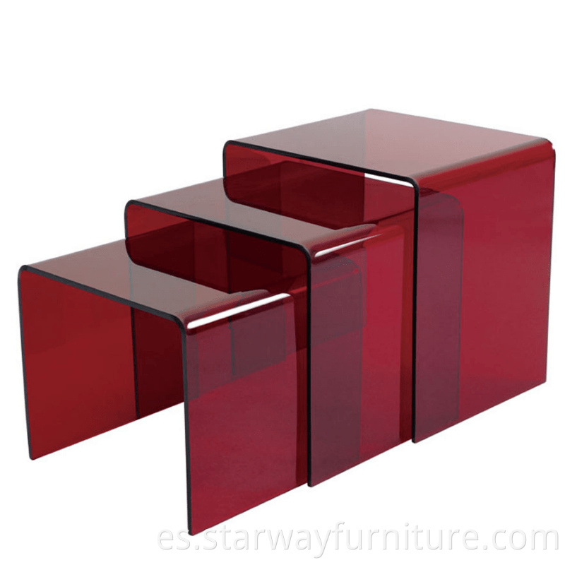 Mesa de centro de acrílico clara de la mesa auxiliar moderna de los muebles caseros con los bordes redondeados